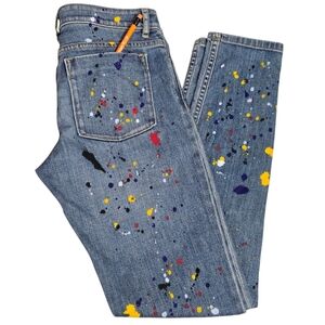 Alice + Olivia Joana Splatter Paint Slim Jeans Size 28